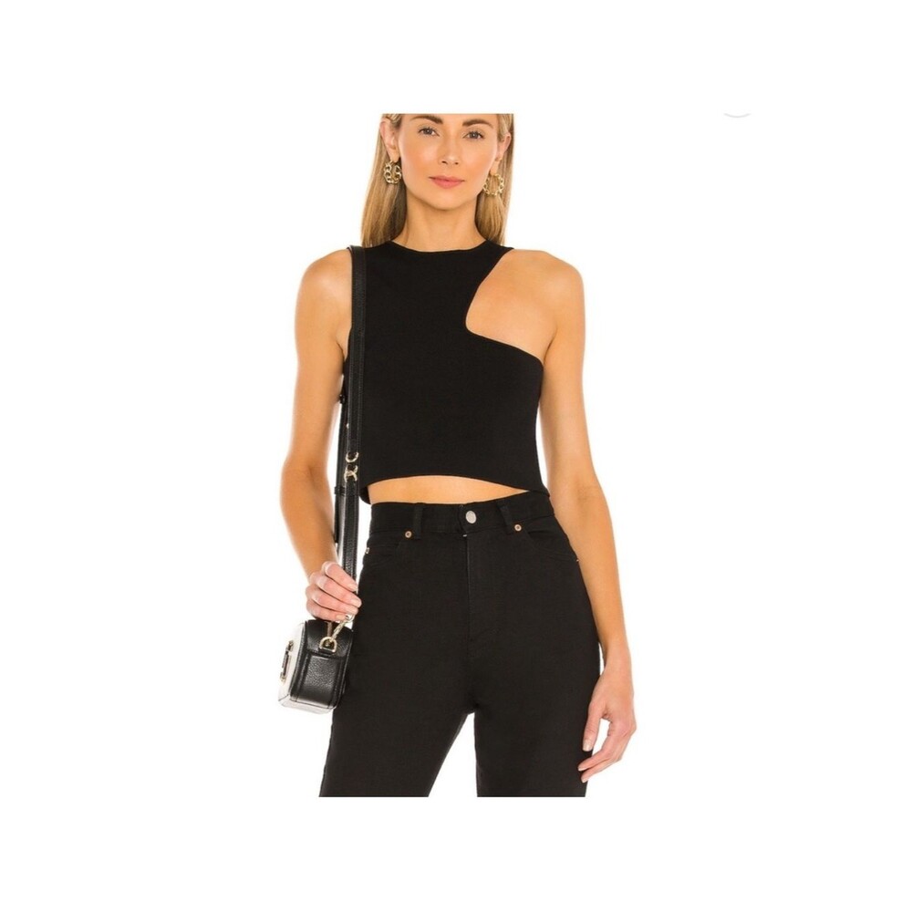 Revolve Superdown Black Asymmetrical Crop Top Tank S Party Going Out Basic